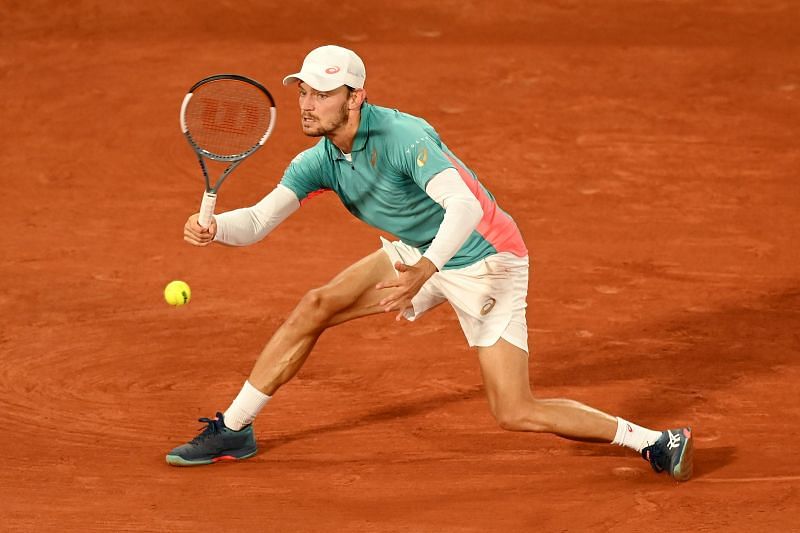 David Goffin plays a forehand