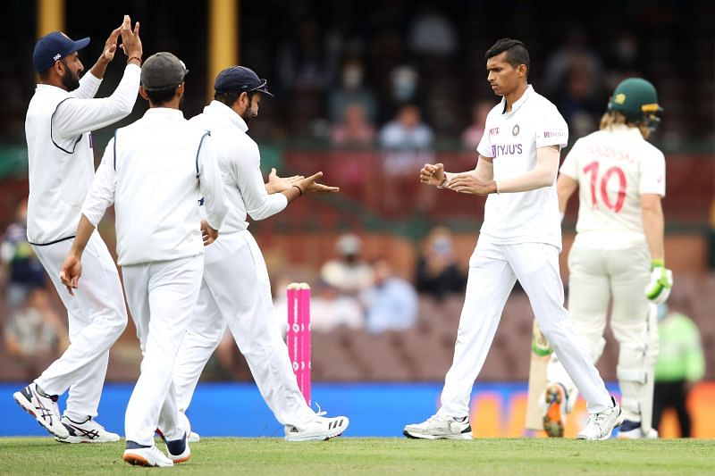 Navdeep Saini dismissed Will Pucovski for his maiden Test scalp.