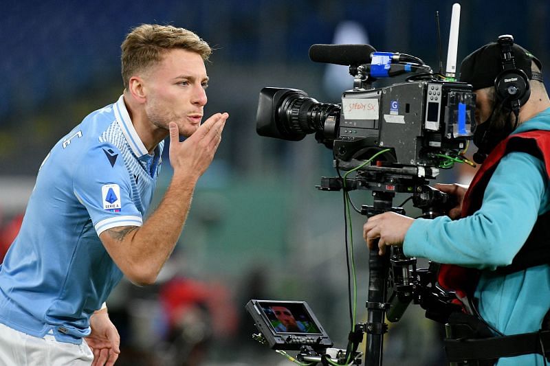 Ciro Immobile celebrates after scoring for Lazio