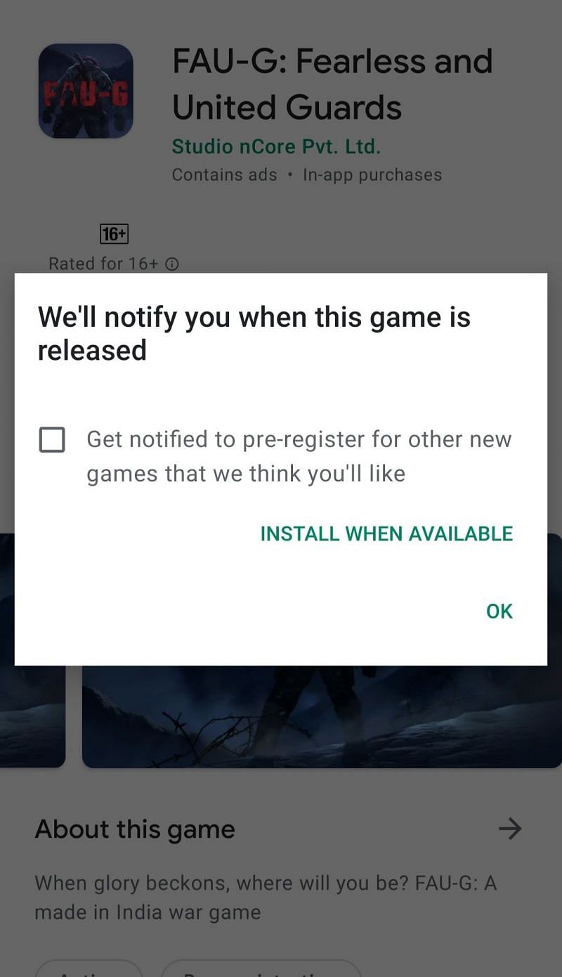 Dialogue box that appears after clicking the Pre-register button