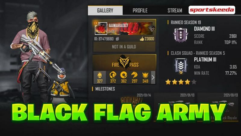 Black Flag Army: Free Fire ID, K/D ratio and stats