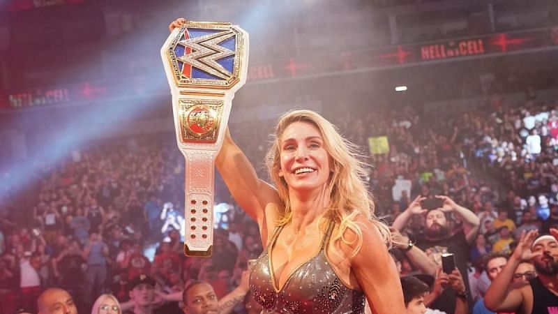 Charlotte Flair with the SmackDown Women&#039;s Championship