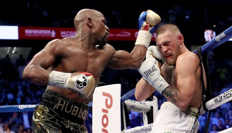 Floyd Mayweather (left); Conor McGregor (right)