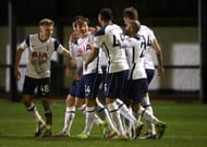 Alfie Devine became Tottenham's youngest ever player tonight - and then scored his side's fifth goal.