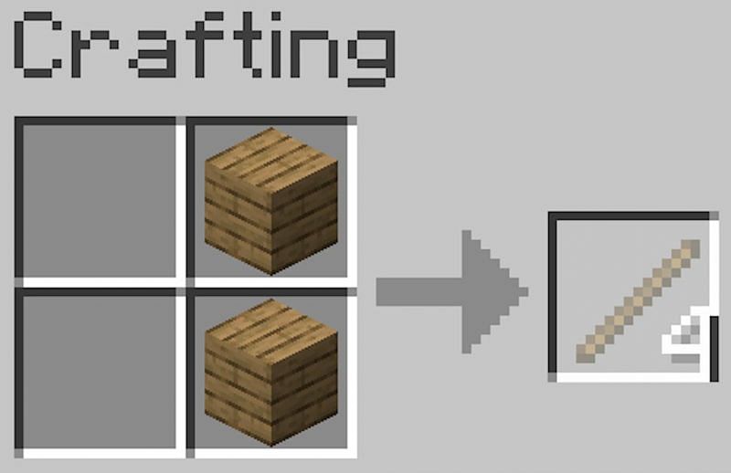 Use Crafting table to make your sticks