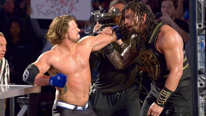 Roman Reigns and AJ Styles in WWE
