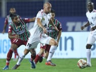 NorthEast United FC's Benjamin Lambot in action against ATK Mohun Bagan (Image Courtesy: ISL Media)