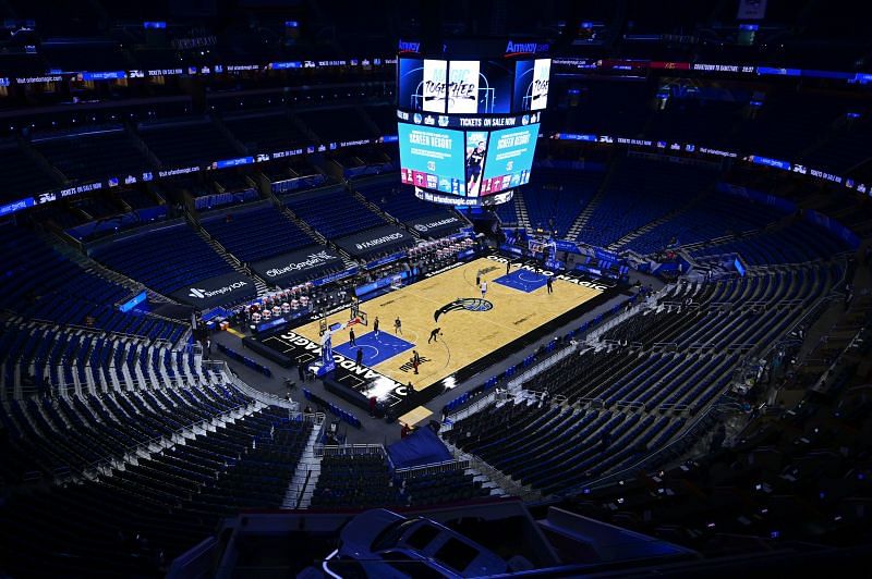 Genview of the arena prior to the game between the Orlando Magic and the Cleveland Cavaliers at Amway Center&nbsp;