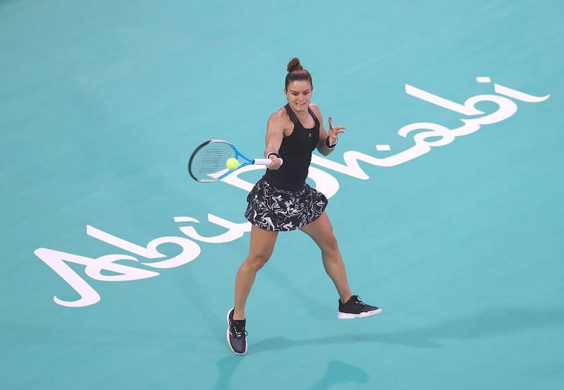 Maria Sakkari in action against Coco Gauff