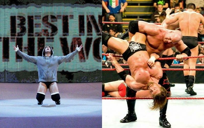CM Punk (left); Kane and Triple H (right)