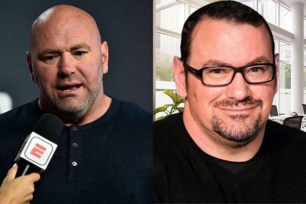 The real Dana White (L) and a mocked-up image of Dana White (by Twitter user  @reneejess0205)