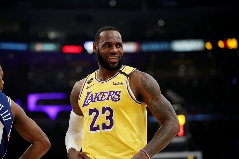 LeBron James #23 of the Los Angeles Lakers looks on during the game against the Philadelphia 76ers at Staples Center on March 03, 2020 (Photo by Katelyn Mulcahy/Getty Images)