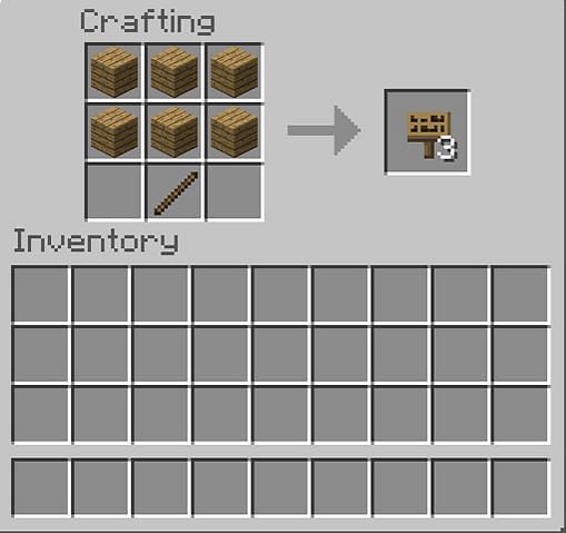 Crafting a sign in Minecraft