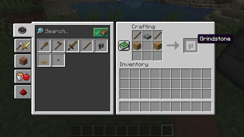 La receta de elaboración de una piedra de afilar en Minecraft.  (Imagen a través de Minecraft)