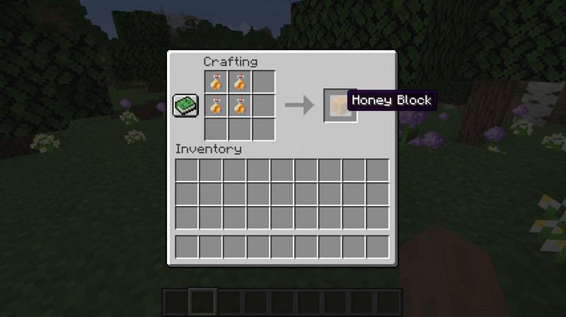 The crafting recipe for a honey bottle in Minecraft. (Image via Minecraft)