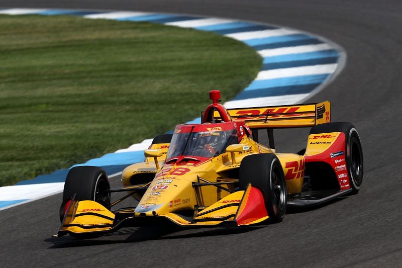 Ryan Hunter-Reay, driver of the #28 DHL Andretti Autosport Honda, qualifies for the NTT IndyCar Series GMR Grand Prix at Indianapolis Motor Speedway on July 03, 2020 in Indianapolis, Indiana. (Photo by Jamie Squire/Getty Images)