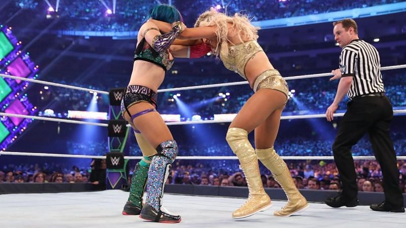 Charlotte Flair and Asuka at WrestleMania 34