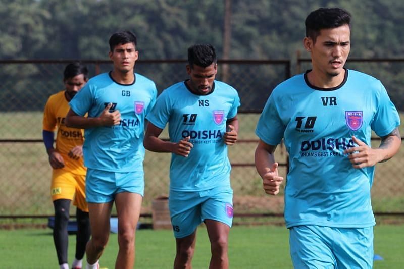 Odisha FC players in training ahead of their Kerala Blasters FC clash (Courtesy - ISL)