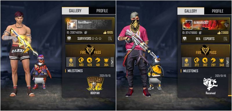 Free Fire IDs of both YouTubers