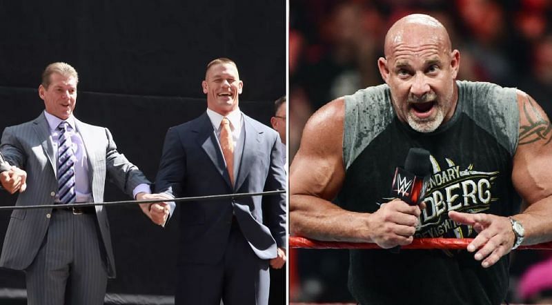 Vince McMahon, John Cena, and Goldberg