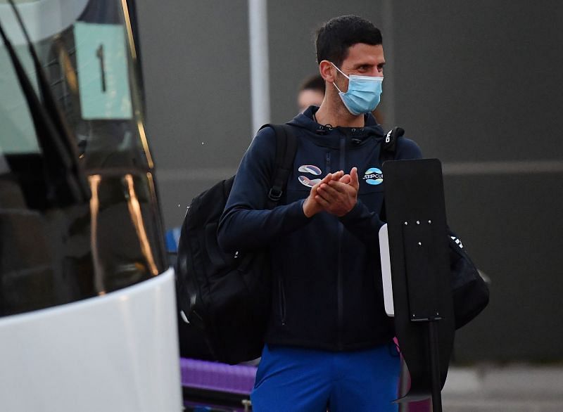 Novak Djokovic arrives in Adelaide, Australia on 14 January 2021