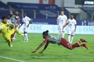 Roy Krishna scores the first goal for ATK Mohun Bagan against NorthEast United FC (Image Courtesy: ISL Media)