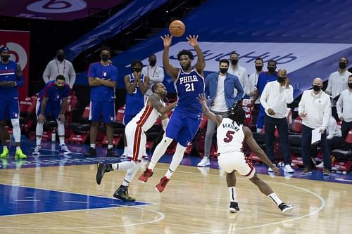 Joel Embiid was in full flow in the first game between Miami Heat and Philadelphia 76ers