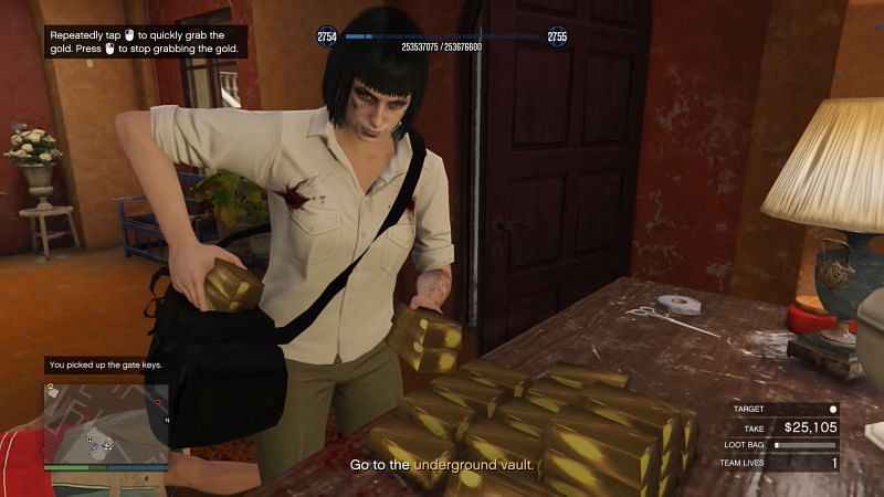 Some crafty GTA Online players seem to have found a way to loot gold bars from El Rubio&#039;s compound (Image via Vil2486i, YouTube)