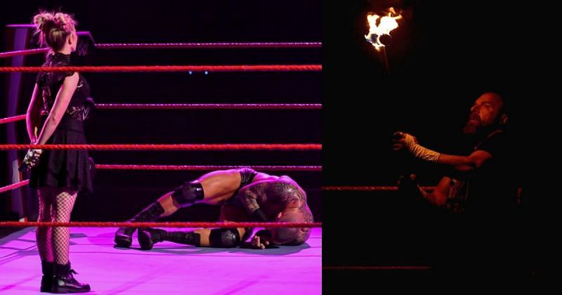 Alexa Bliss, Randy Orton, and Triple H.
