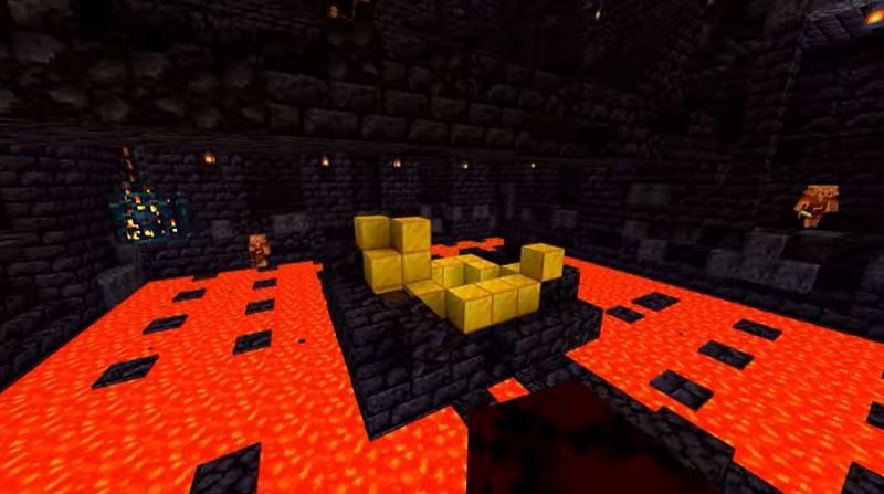 Treasure Room in a Nether Bastion in Minecraft. (Image via Minecraft &amp; Chill/YouTube)