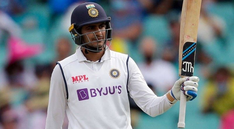 Shubman Gill celebrates after bringing up his Test fifty