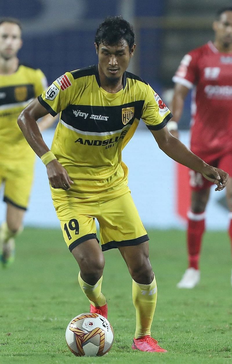Halicharan Narzary&#039;s speed on the wings is a vital asset for the Nizams (Courtesy - ISL)