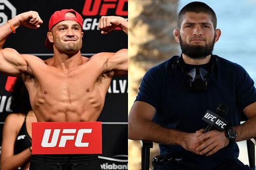 Eddie Alvarez (left) and Khabib Nurmagomedov (right)