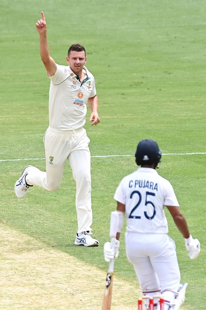 Watch: Josh Hazlewood ends Cheteshwar Pujara’s vigil at The Gabba