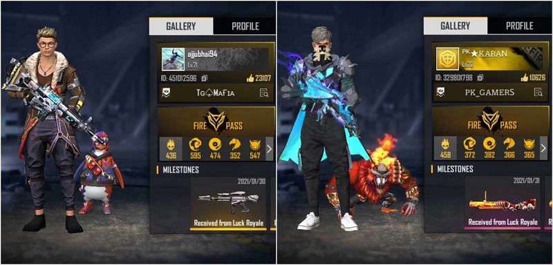 Free Fire IDs of both YouTubers