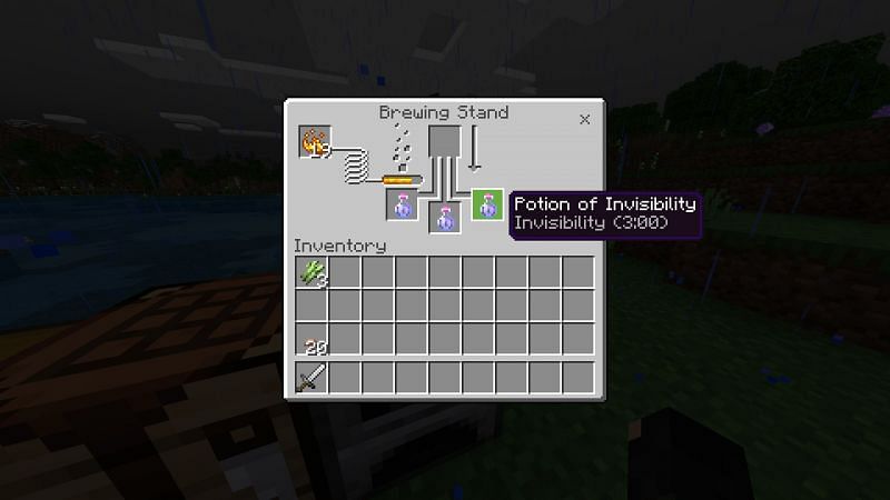 Crafting a potion of Invisibility in Minecraft