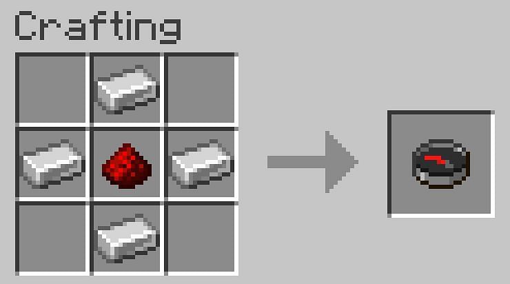 Place the iron ingots in a diamond shape and place one piece of redstone in the middle