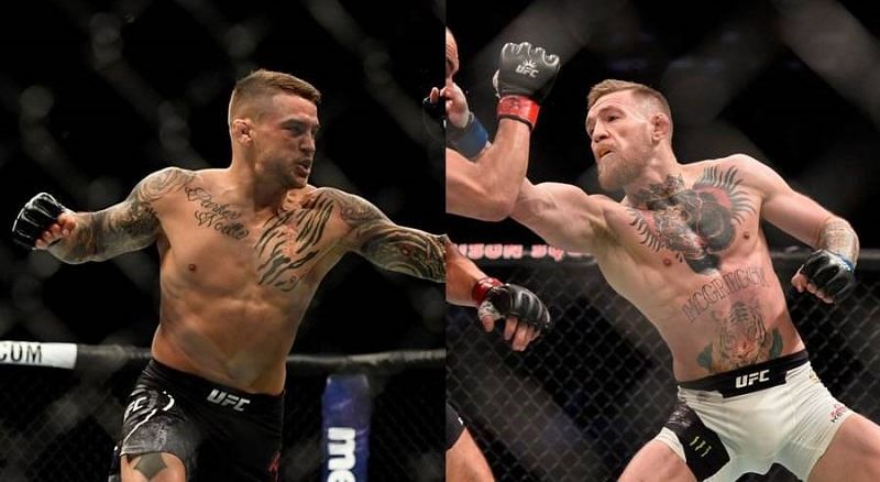 Dustin Poirier (left); Conor McGregor (right)