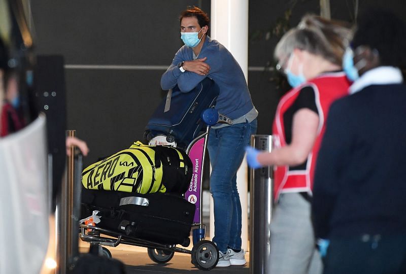 Rafael Nadal arriving in Adelaide