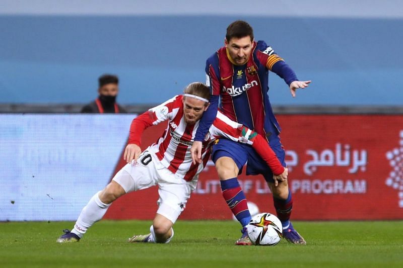 Lionel Messi saw red in Barcelona defeat to Athletic Bilbao in the Super Cup final.