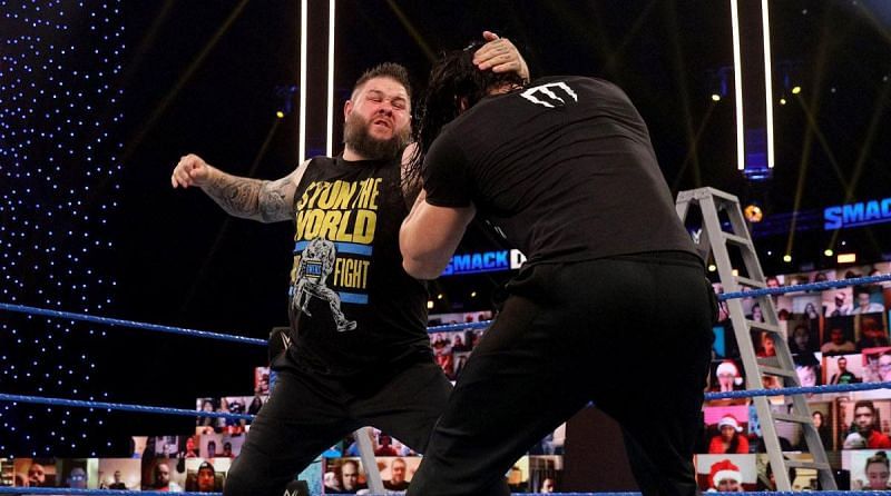 Roman Reigns and Kevin Owens on WWE SmackDown