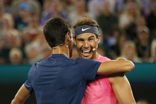 Novak Djokovic (L) and Rafael Nadal