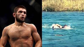 Khabib Nurmagomedov swimming upriver: When UFC lightweight champion took on the icy cold waves!