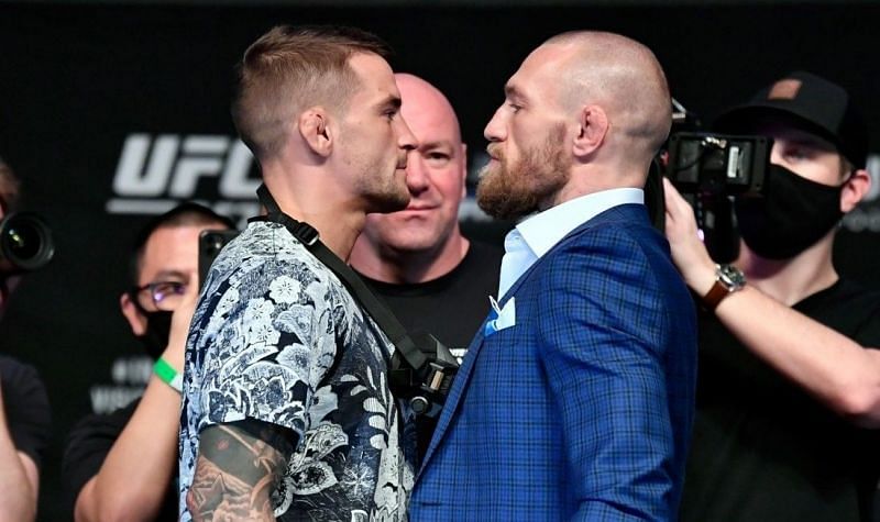 Dustin Poirier (left); Conor McGregor (right)