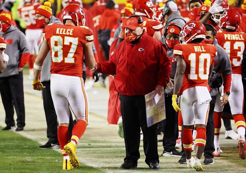 Kelce and head coach Andy Reid
