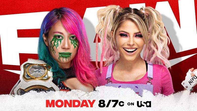 Asuka goes one on one with Alexa Bliss tomorrow night on WWE Monday Night RAW.