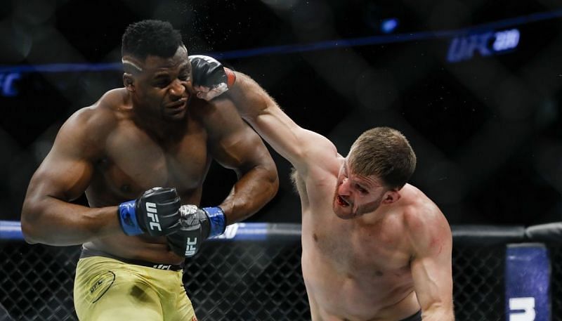 Francis Ngannou (left); Stipe Miocic (right)