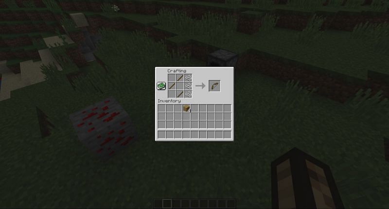 Final step for crafting a wooden bow in Minecraft