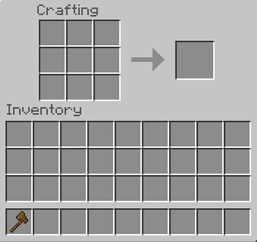 Place the wooden axe in the inventory