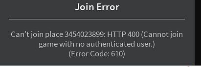 The Error Code 610 on Roblox (Image via Roblox)